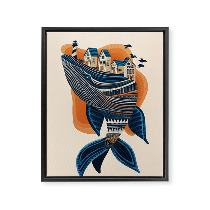 Whale Village Framed Canvas Print Gallery Image 1