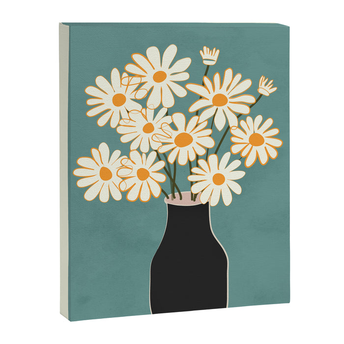 White Daisy Bouquet in Vase No. 1 Canvas Print Gallery Image 1