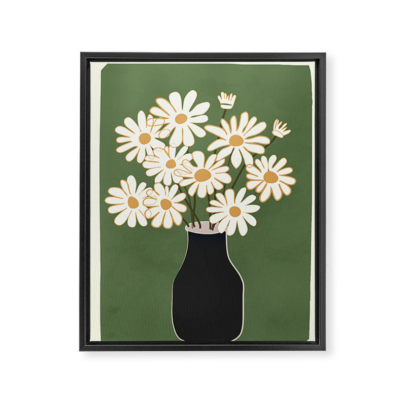 White Daisy Bouquets in Vase 3 Framed Canvas Print Gallery Image 6