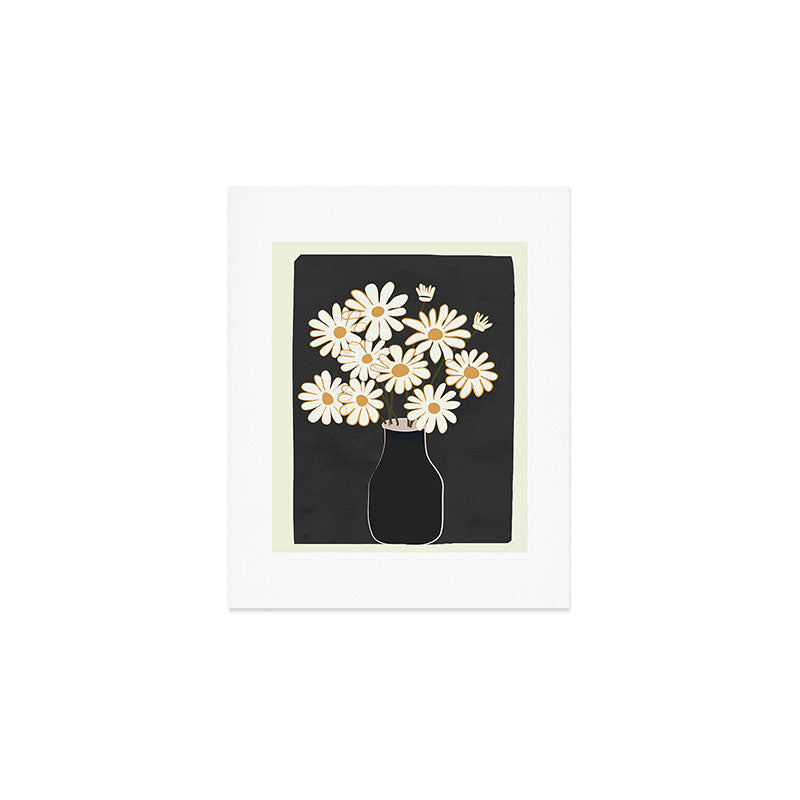 White Daisy Bouquets in Vase 4 Art Print Gallery Image 1