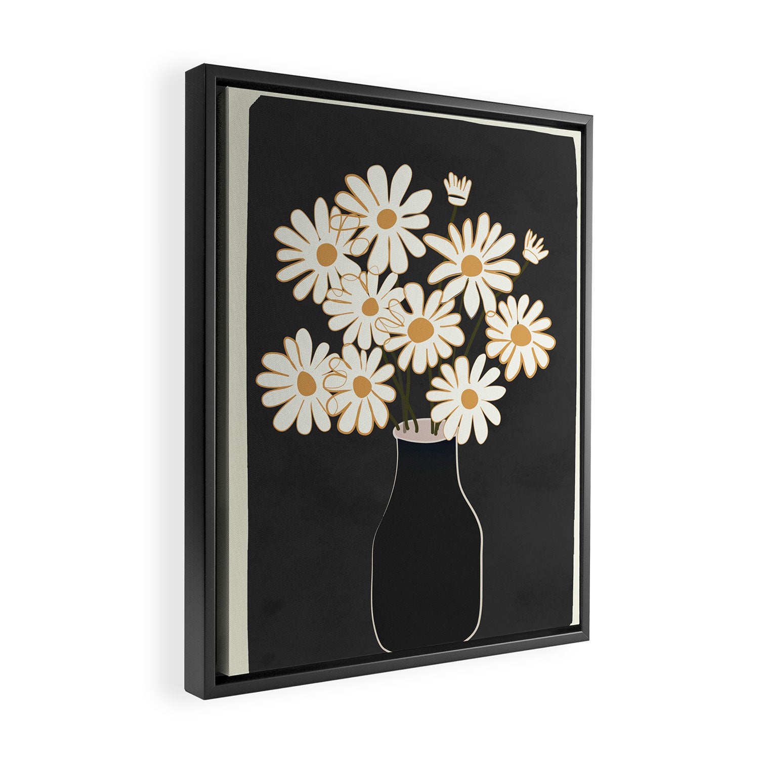 White Daisy Bouquets in Vase 4 Framed Canvas Print Gallery Image 2