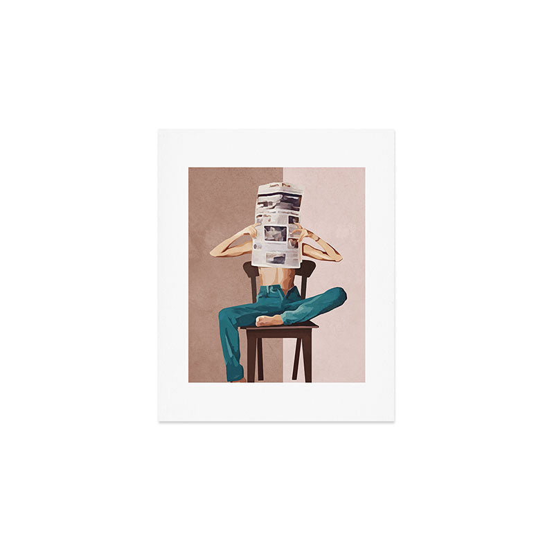 Woman Reading Newspaper Art Print Gallery Image 1