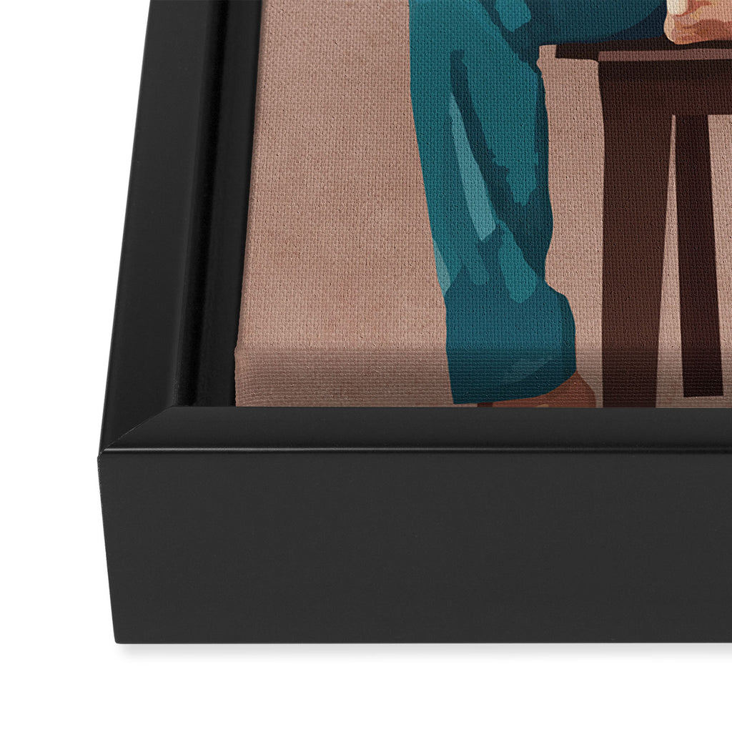 Woman Reading Newspaper Framed Canvas Print Gallery Image 3