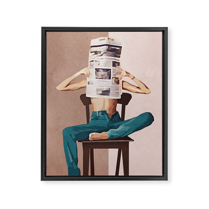 Woman Reading Newspaper Framed Canvas Print Gallery Image 6