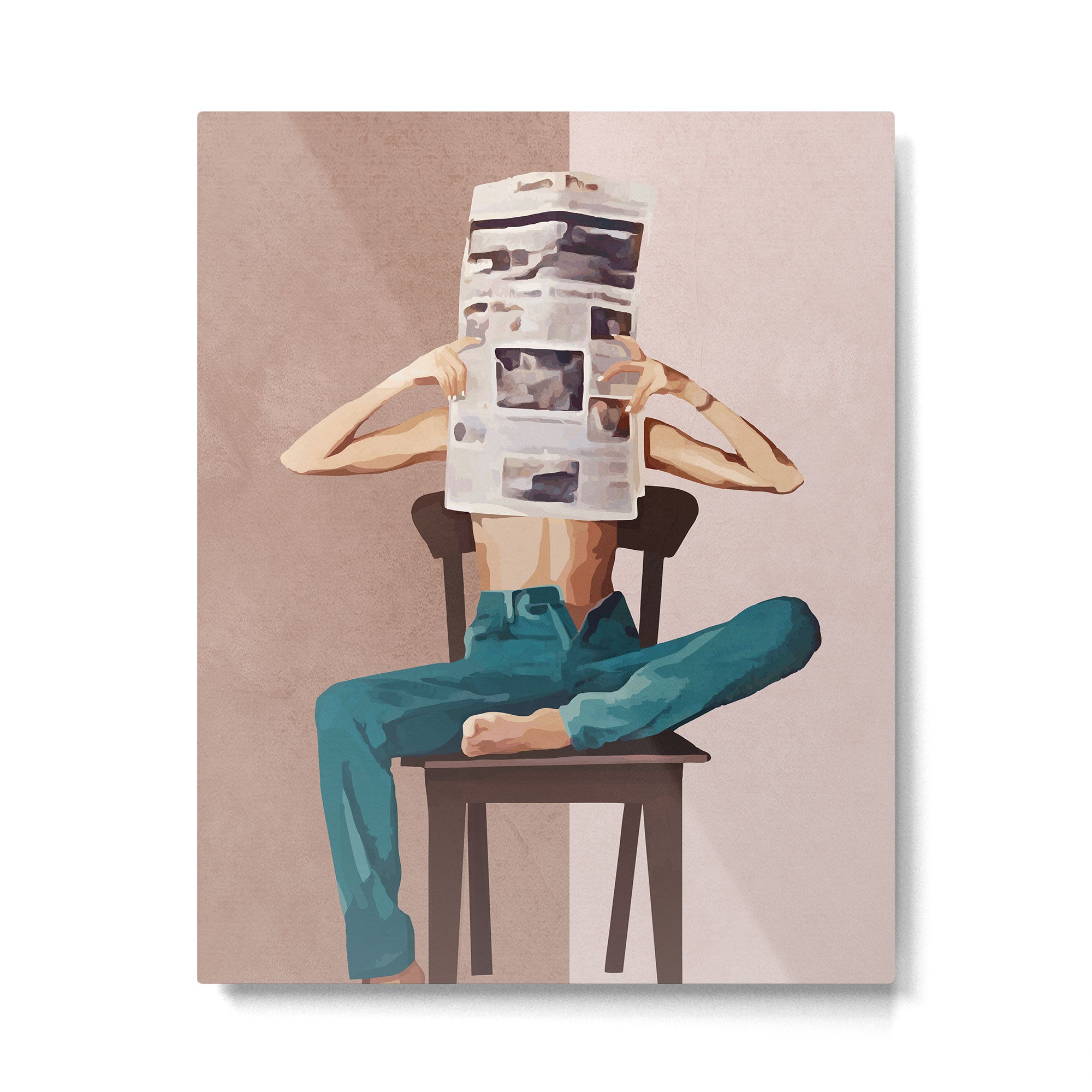 Woman Reading Newspaper Metal Print Gallery Image 4