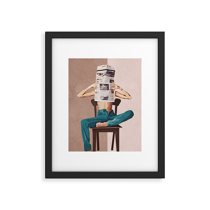 Woman Reading Newspaper Framed Art Print Gallery Image 5