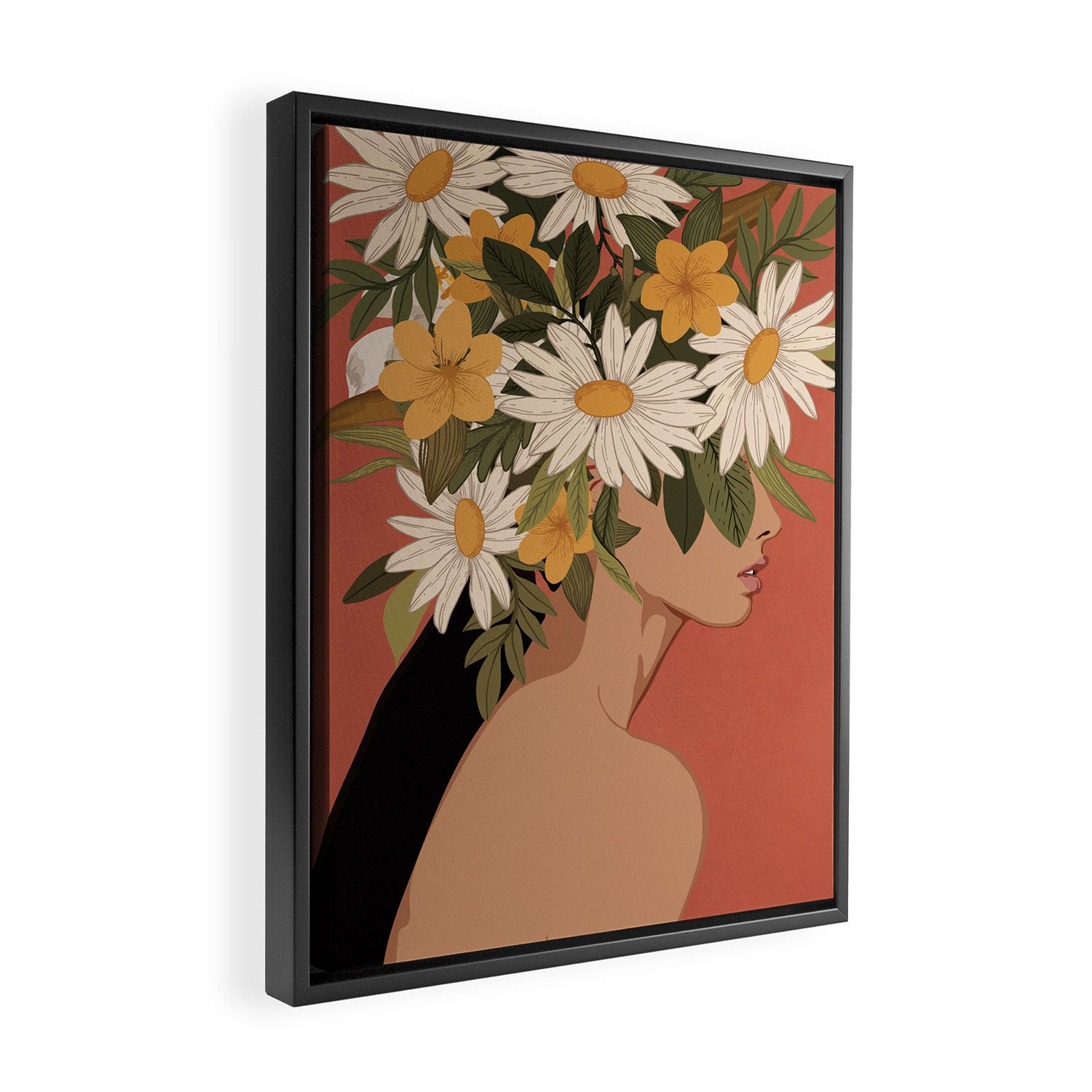 Woman With Flowers 2 Framed Canvas Print Gallery Image 2