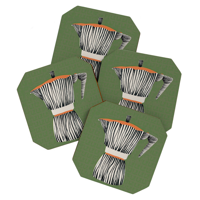 Zebra Moka in Olive Coaster Gallery Image 1