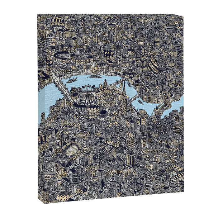 London color map city drawing illustration Thames Canvas Print Gallery Image 1