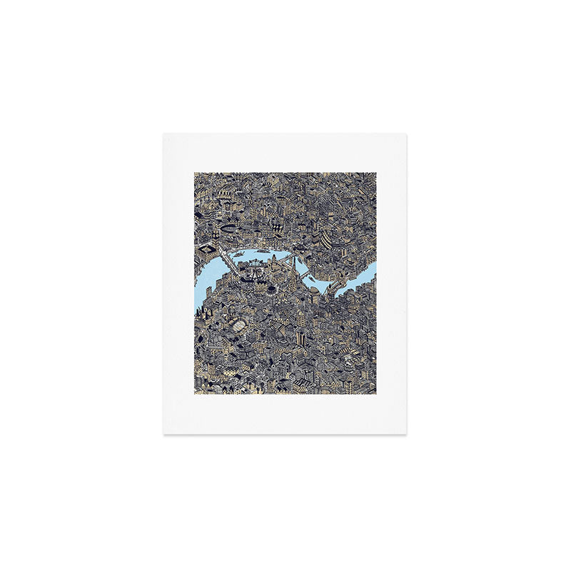 London color map city drawing illustration Thames Art Print Gallery Image 1
