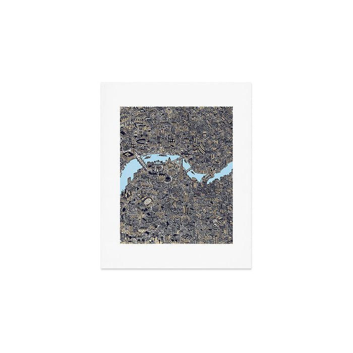 London color map city drawing illustration Thames Art Print Gallery Image 1