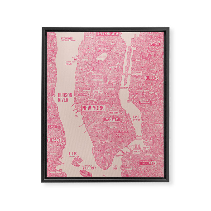New York map Framed Canvas Print Gallery Image 8