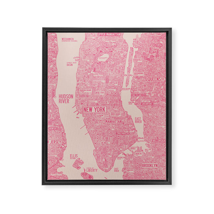 New York map Framed Canvas Print Gallery Image 1
