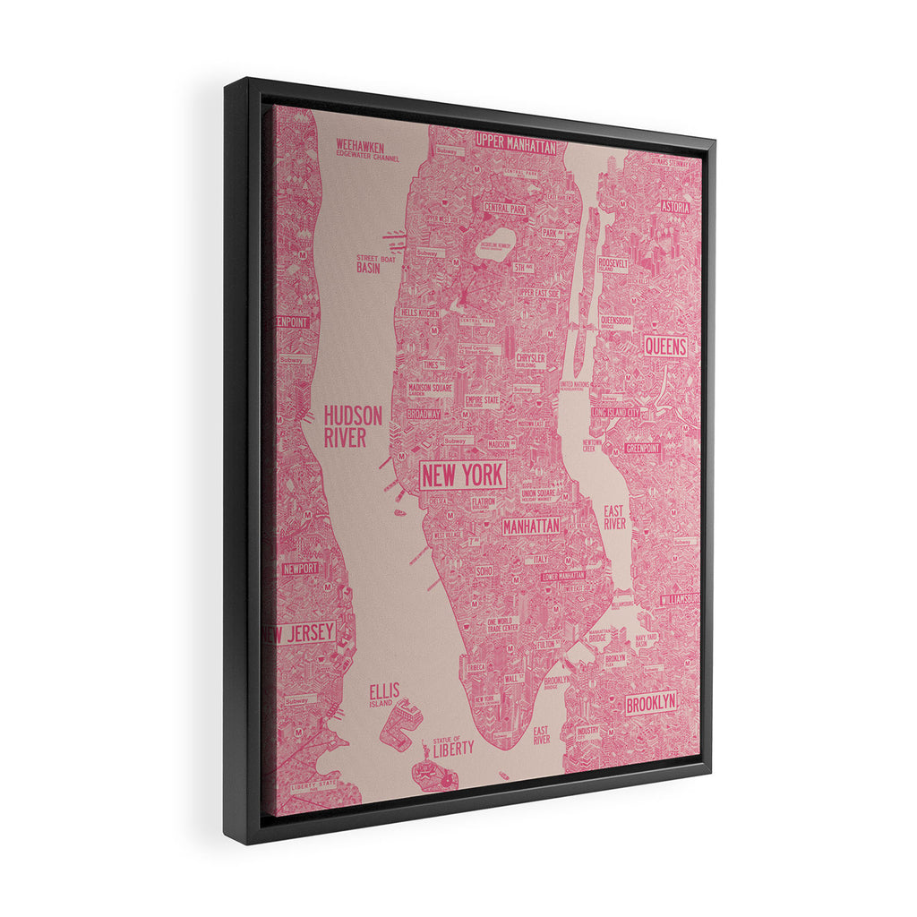 New York map Framed Canvas Print Gallery Image 2