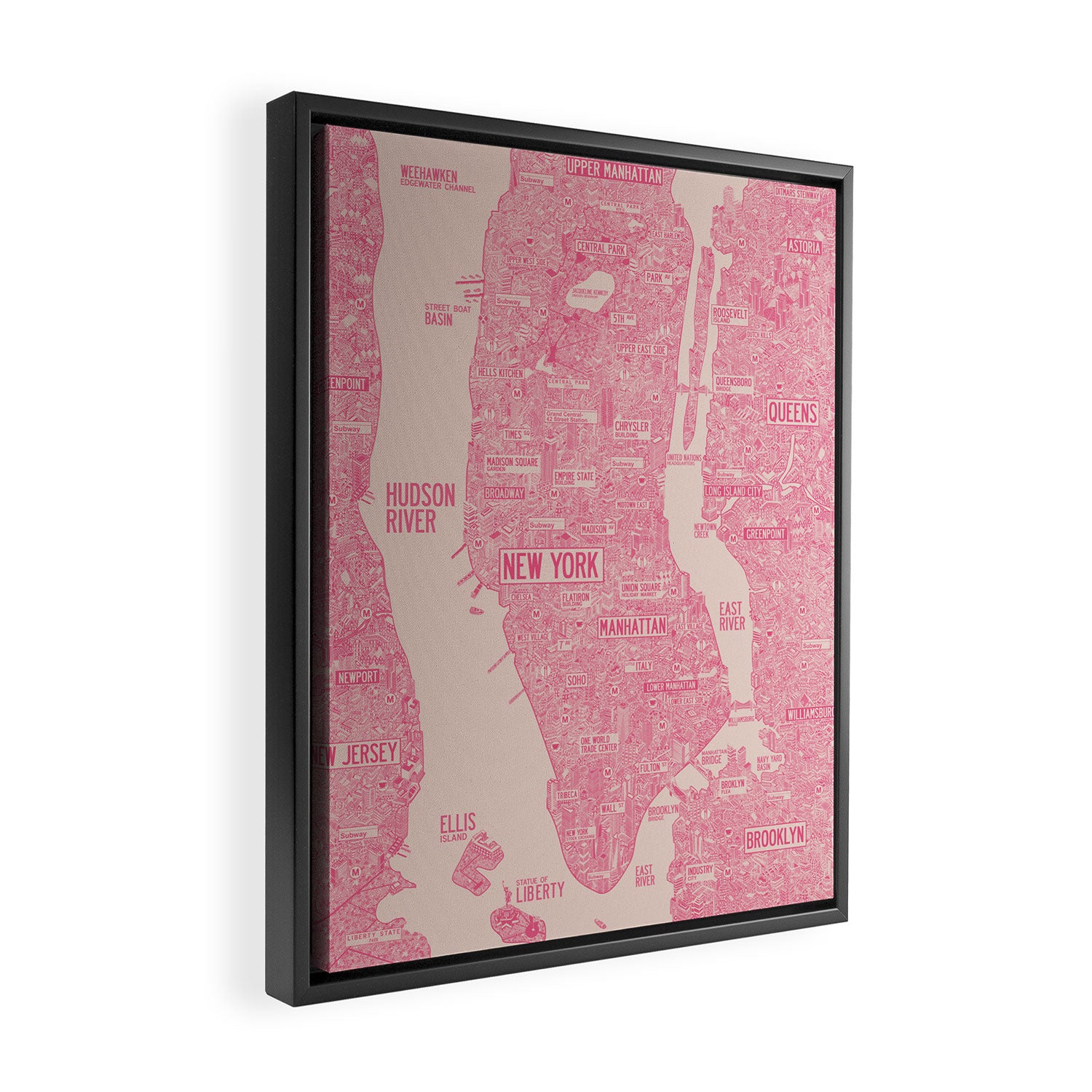 New York map Framed Canvas Print Gallery Image 2
