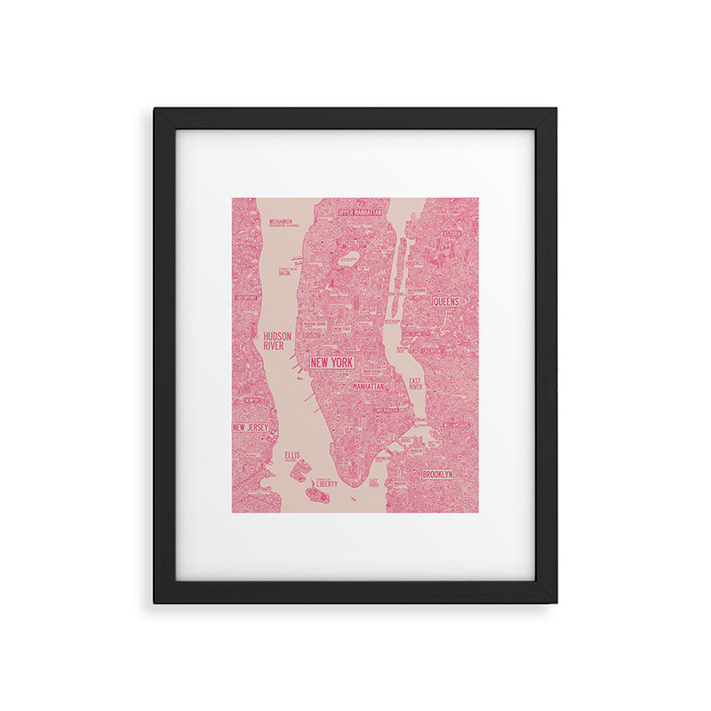 New York map Framed Art Print Gallery Image 6