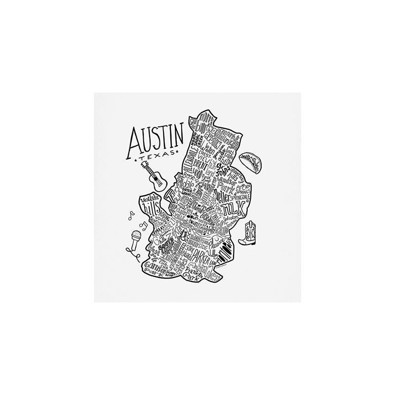 Austin Texas Illustrated Map Art Print Gallery Image 1