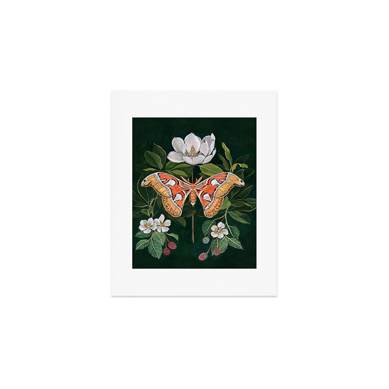 Atlas Moth Magnolia Art Print Gallery Image 1