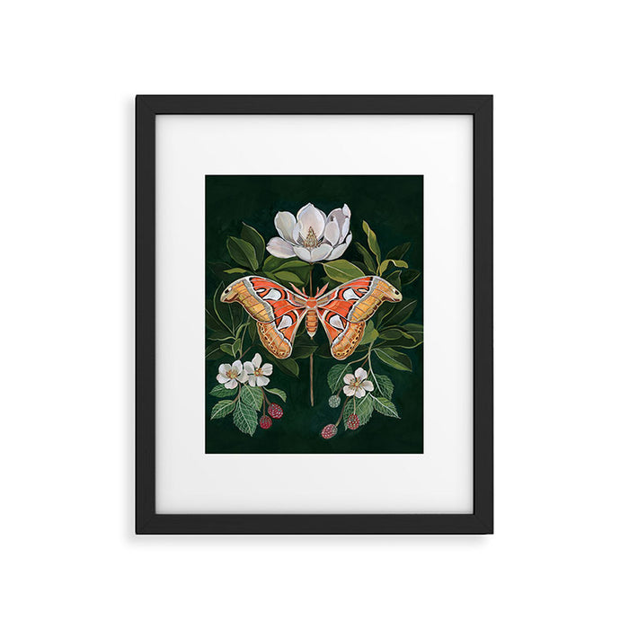 Atlas Moth Magnolia Framed Art Print Gallery Image 1