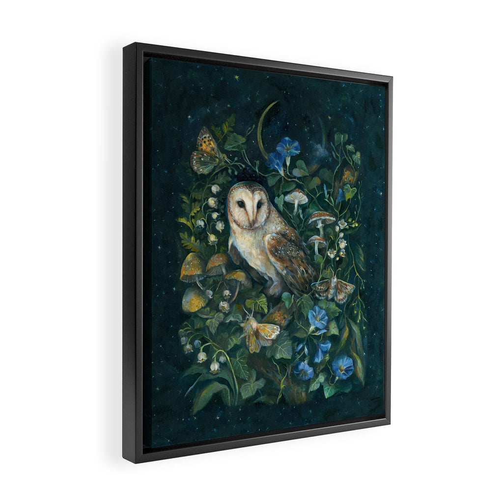 Barn Owl Forest Framed Canvas Print Gallery Image 2