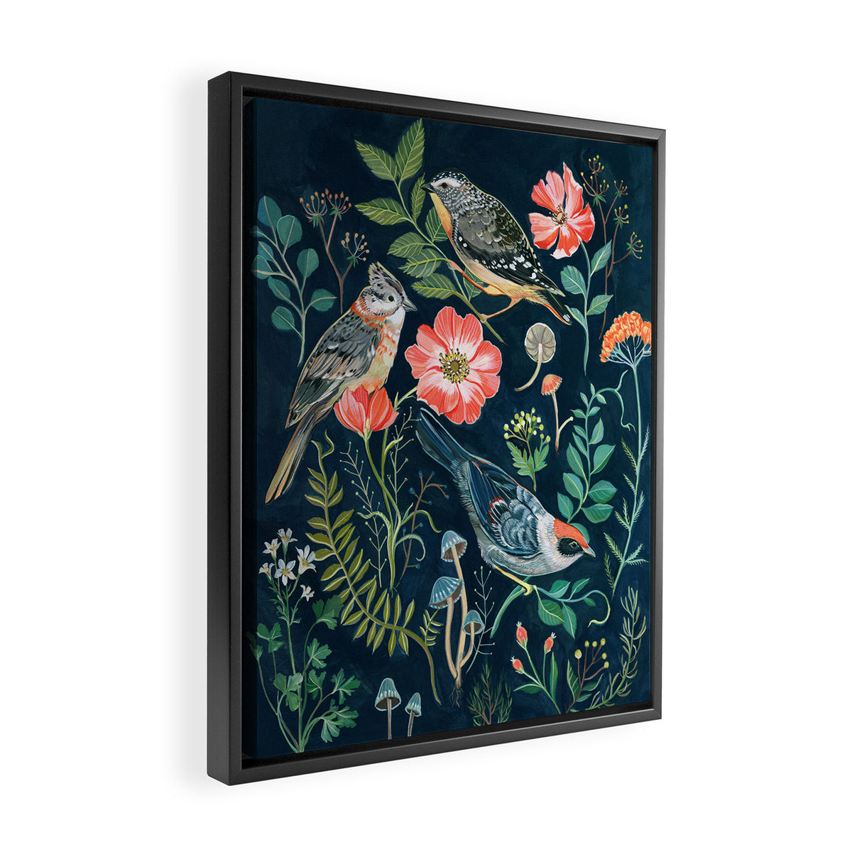 Birds Garden Framed Canvas Print Gallery Image 2