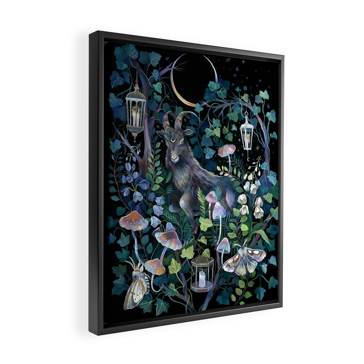 Black Goat Moon Garden Framed Canvas Print Gallery Image 2