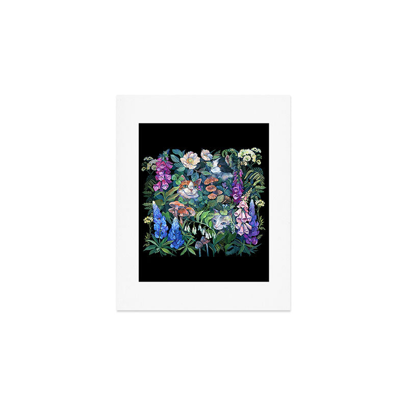 Cats Flower Garden Art Print Gallery Image 1
