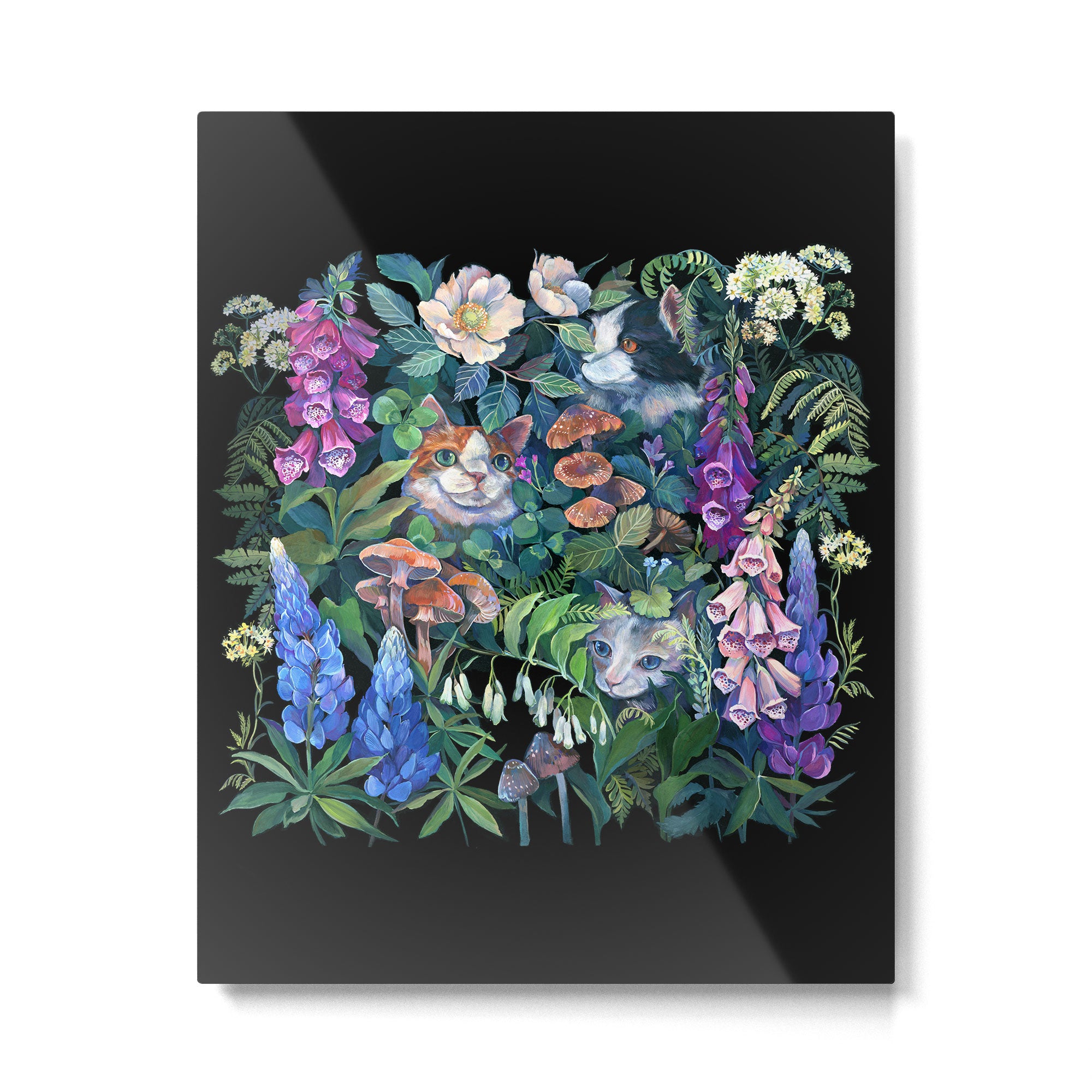 Cats Flower Garden Metal Print Gallery Image 6