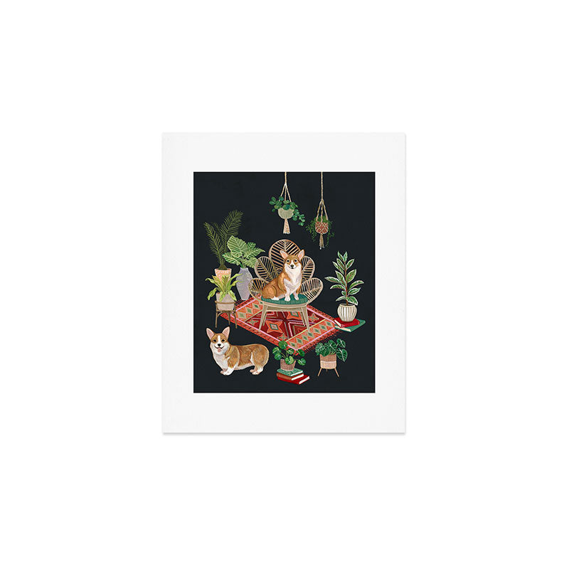 Corgis living room Art Print Gallery Image 1