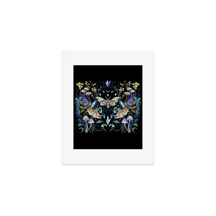 Crystals Moth Mushrooms Art Print Gallery Image 1