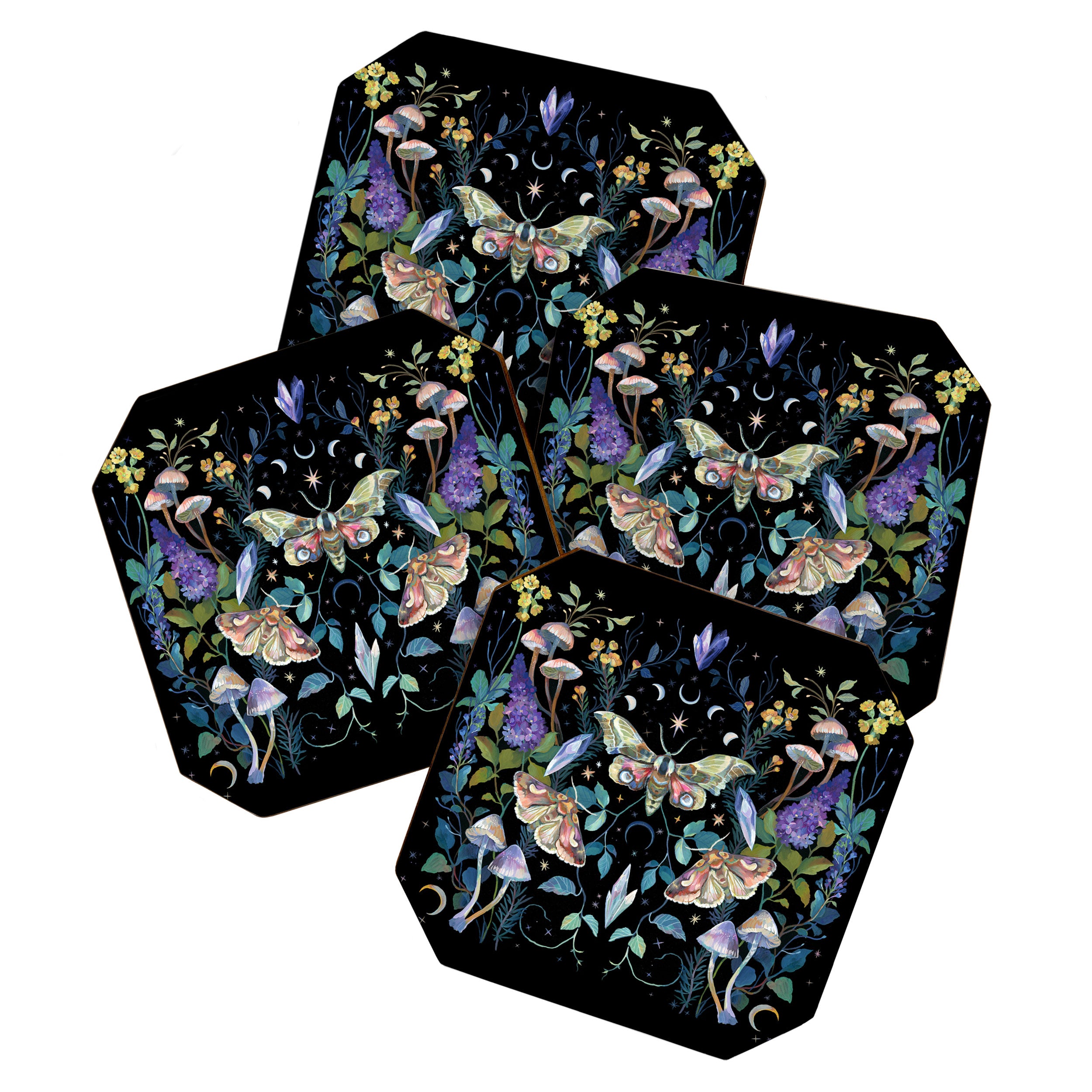 Crystals Moth Mushrooms Coaster Gallery Image 1