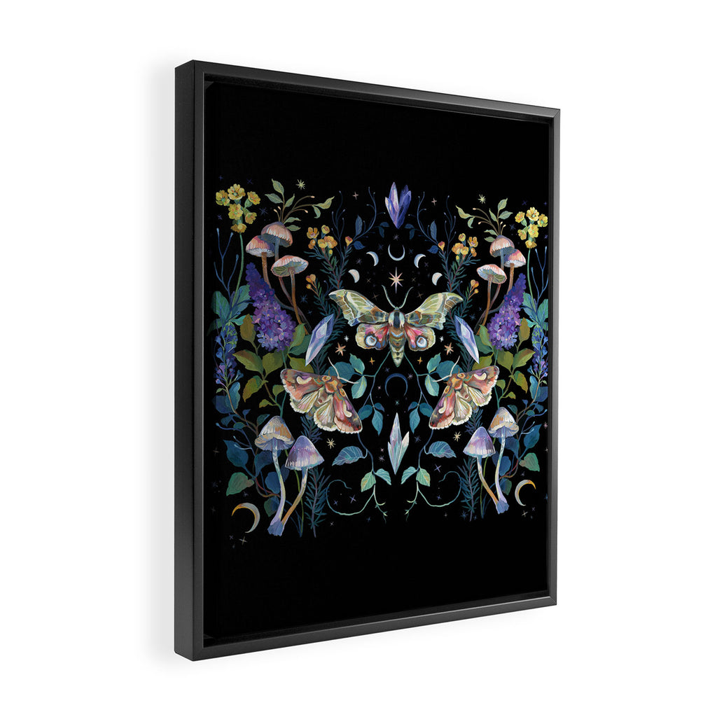 Crystals Moth Mushrooms Framed Canvas Print Gallery Image 2
