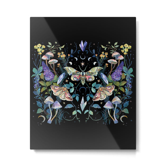 Crystals Moth Mushrooms Metal Print Gallery Image 1