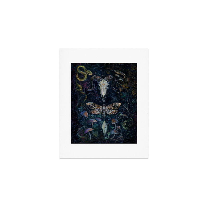 Death Moth Goat Skull Art Print Gallery Image 1
