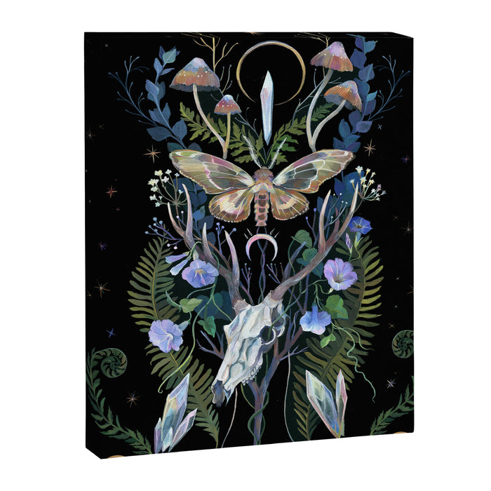 Deer Skull Crystals Garden Canvas Print Gallery Image 1