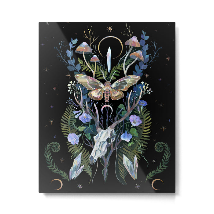Deer Skull Crystals Garden Metal Print Gallery Image 1