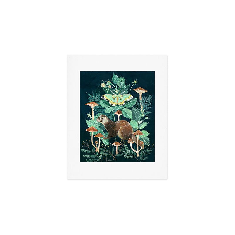 Ferret and Moth Art Print Gallery Image 1