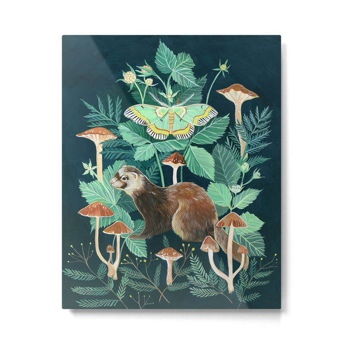Ferret and Moth Metal Print Gallery Image 1