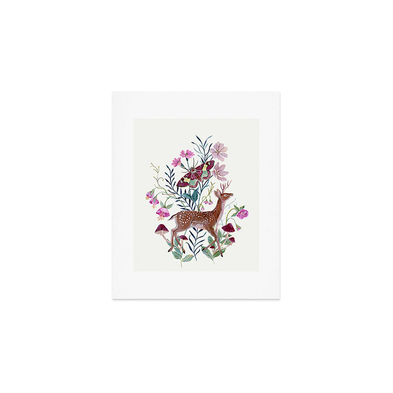 Floral Deer Art Print Gallery Image 1