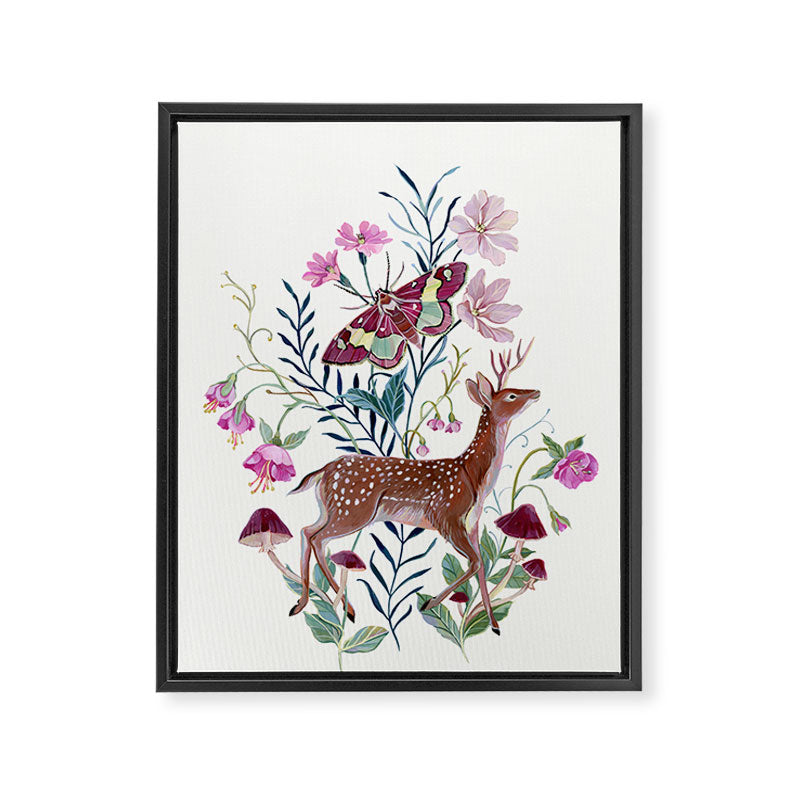 Floral Deer Framed Canvas Print Gallery Image 8