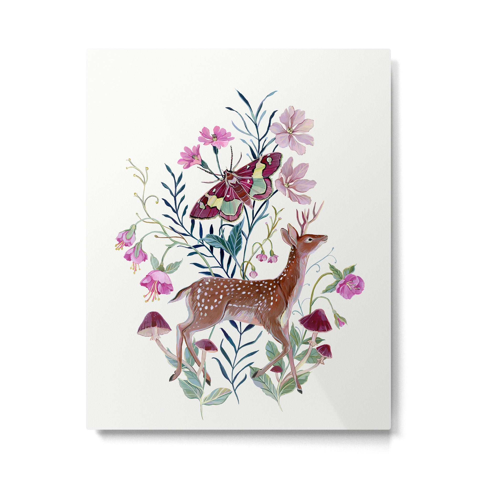 Floral Deer Metal Print Gallery Image 6