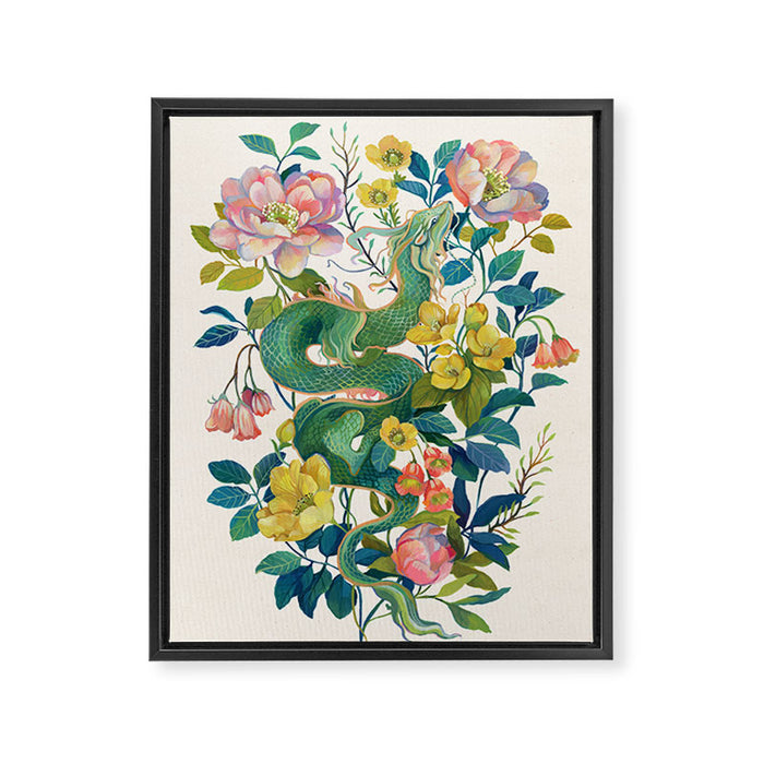 Floral Dragon Framed Canvas Print Gallery Image 1