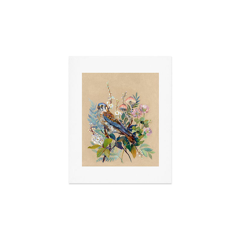 Floral Falcon Garden Art Print Gallery Image 1