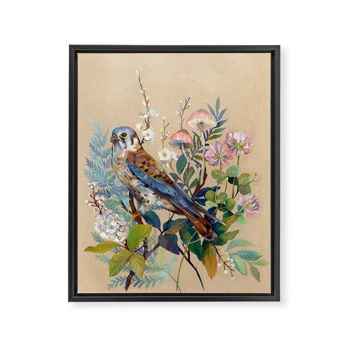 Floral Falcon Garden Framed Canvas Print Gallery Image 1