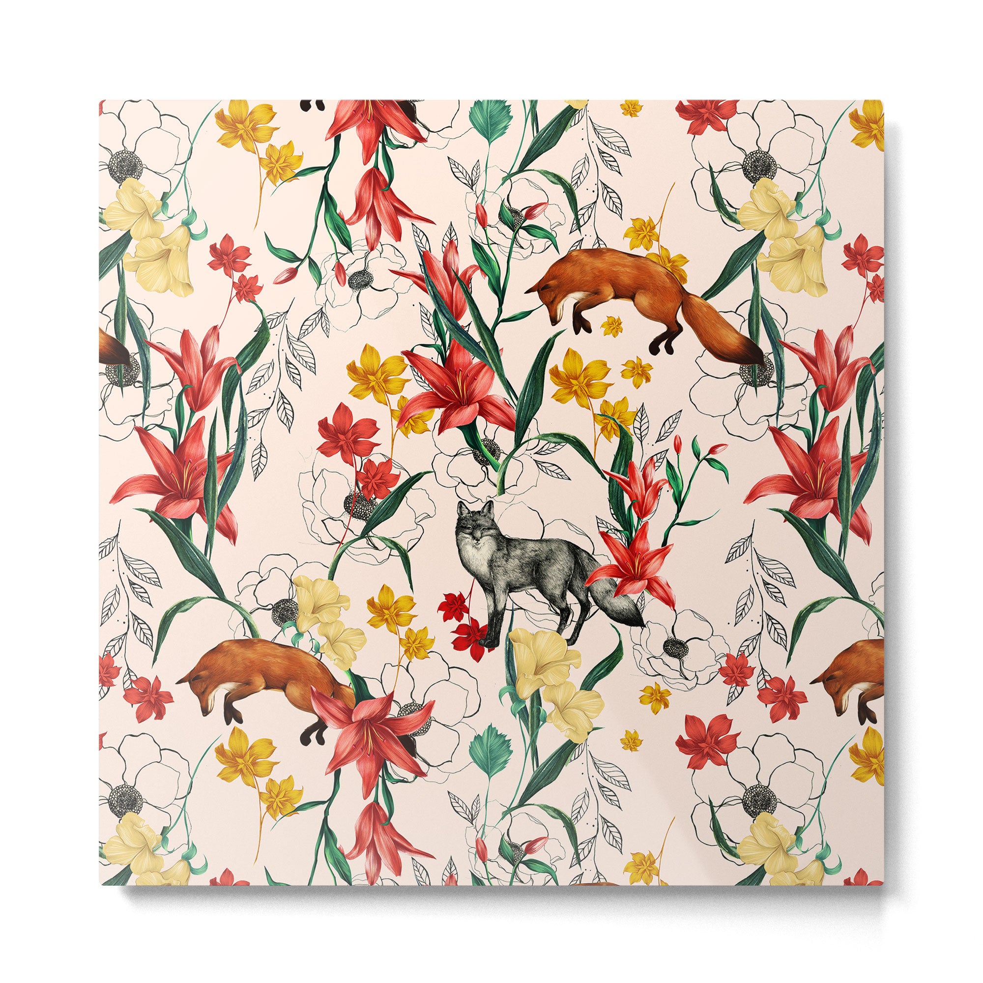 Floral Fox Metal Print Gallery Image 2
