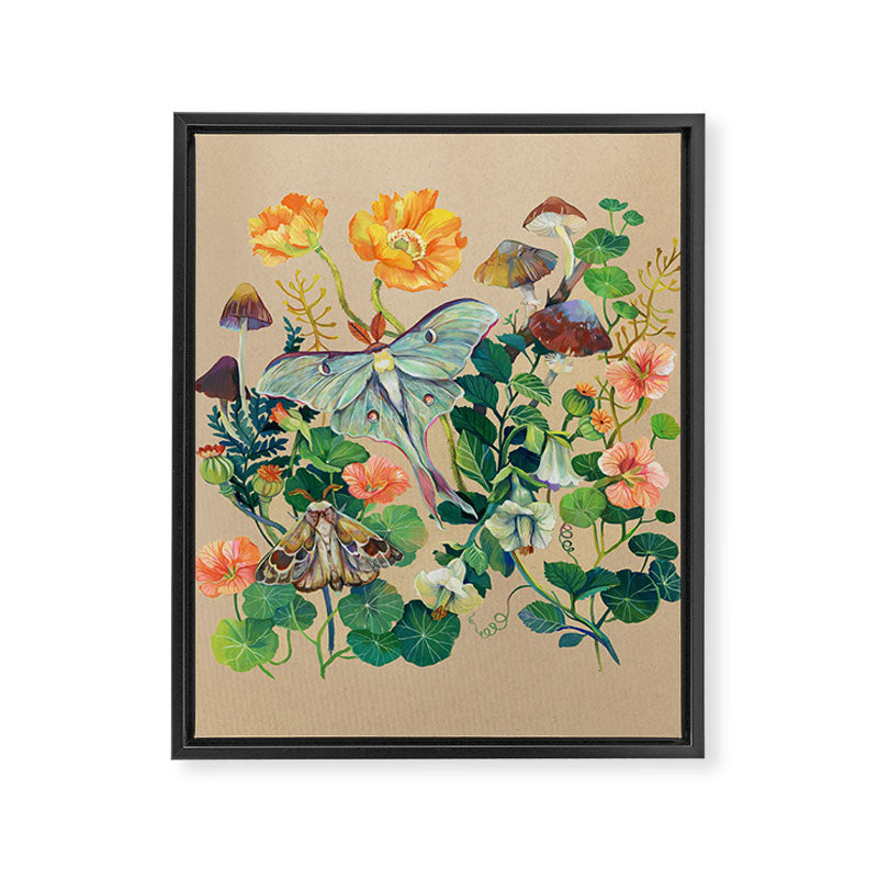Floral Luna Moth Framed Canvas Print Gallery Image 8