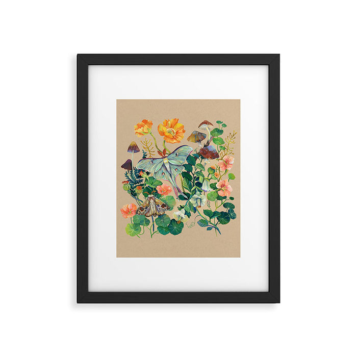 Floral Luna Moth Framed Art Print Gallery Image 1