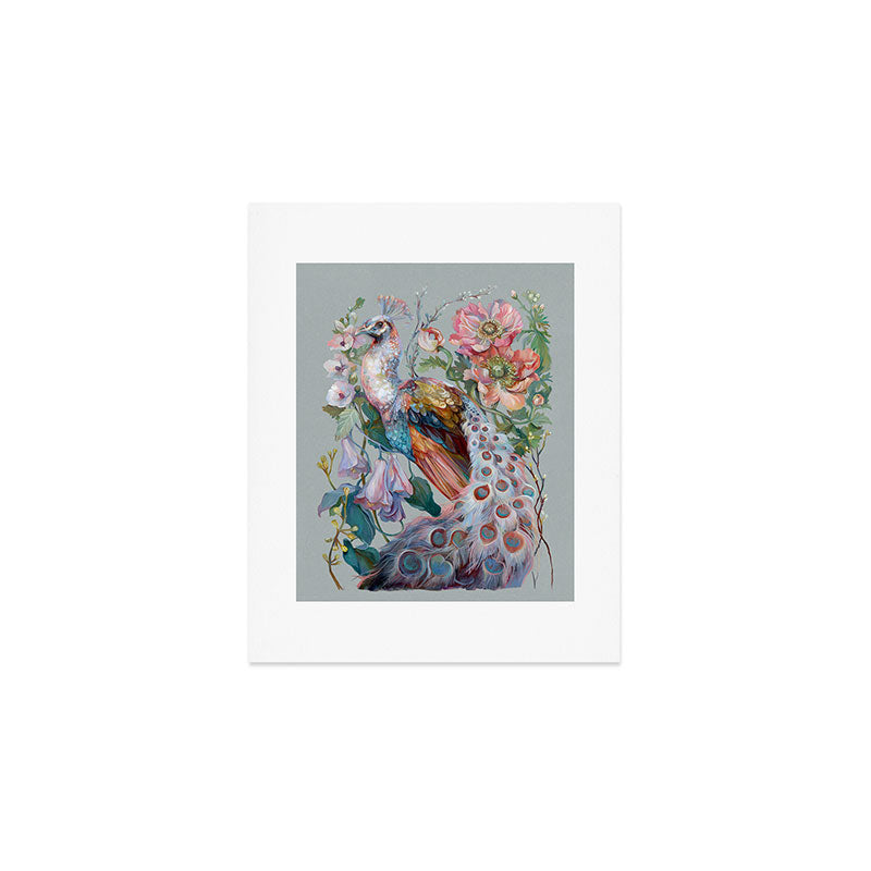 Floral Peacock Garden Art Print Gallery Image 1