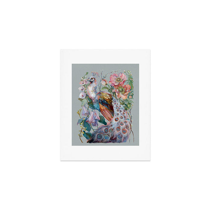 Floral Peacock Garden Art Print Gallery Image 1