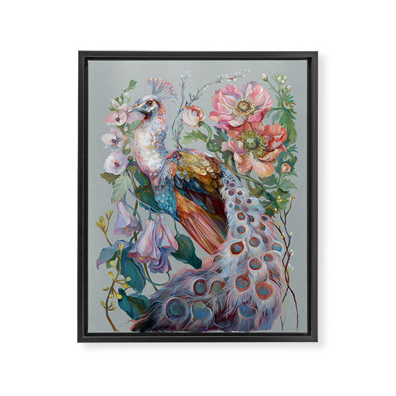 Floral Peacock Garden Framed Canvas Print Gallery Image 8